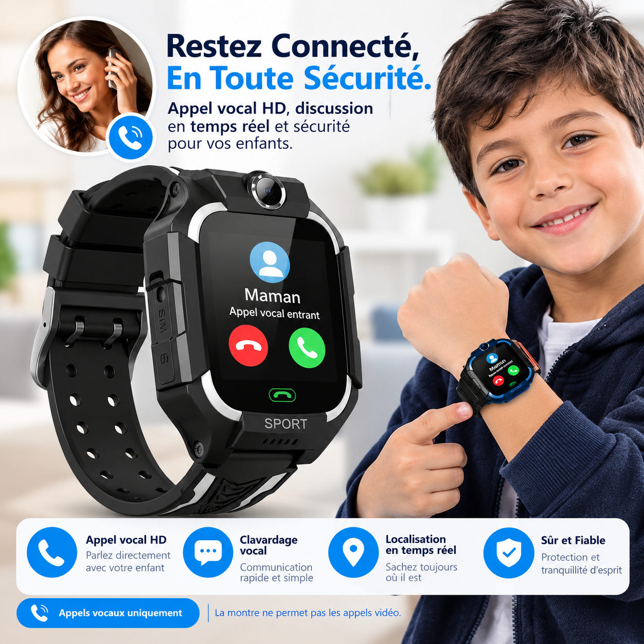 Montre pour enfant carte sim gps c2030 - الصورة 3